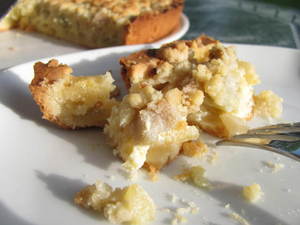 Tarte crumble pomme rhubarbe